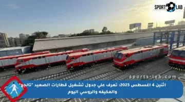 إثنين 4 أغسطس 2025: تعرف على جدول تشغيل قطارات الصعيد “تالجو” والمكيفة والروسي اليوم